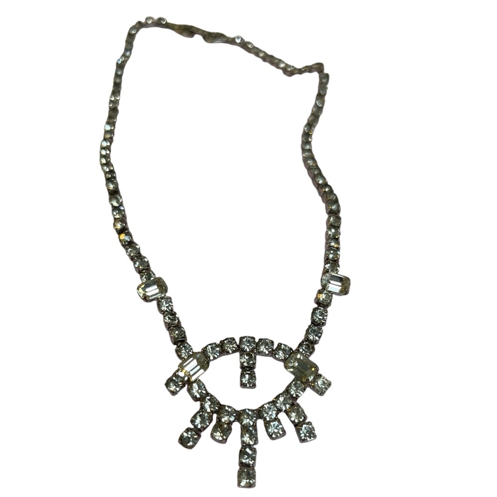 vintage rhinestone choker Elegant Silver Necklace